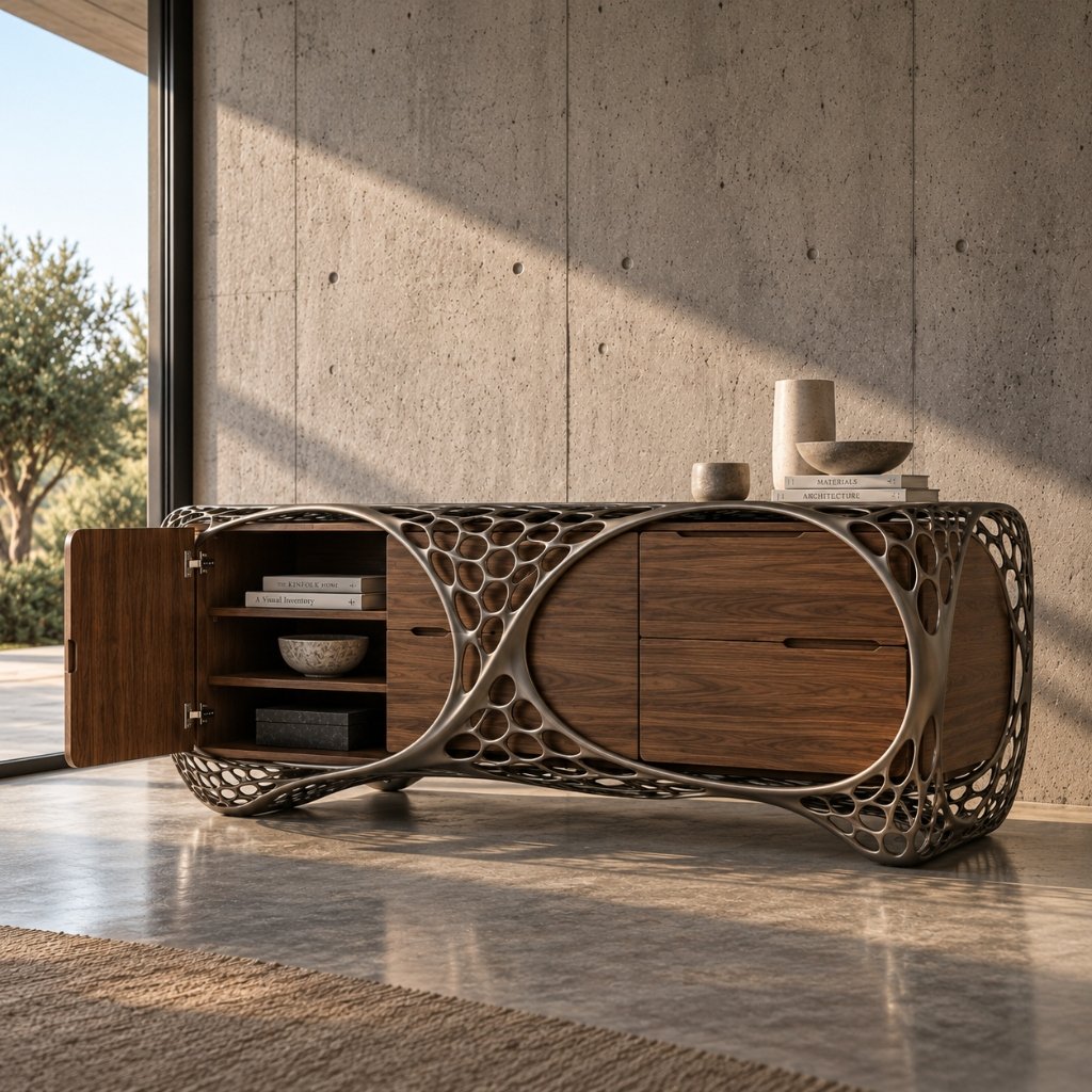 EXO CABINET — Walnut & Parametric Metal