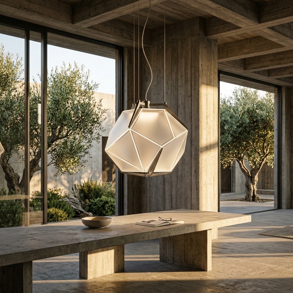 FACET PENDANT — Frosted Glass & Brushed Aluminium