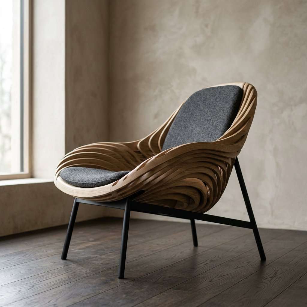 RIB LOUNGE CHAIR — Formed Timber & Steel